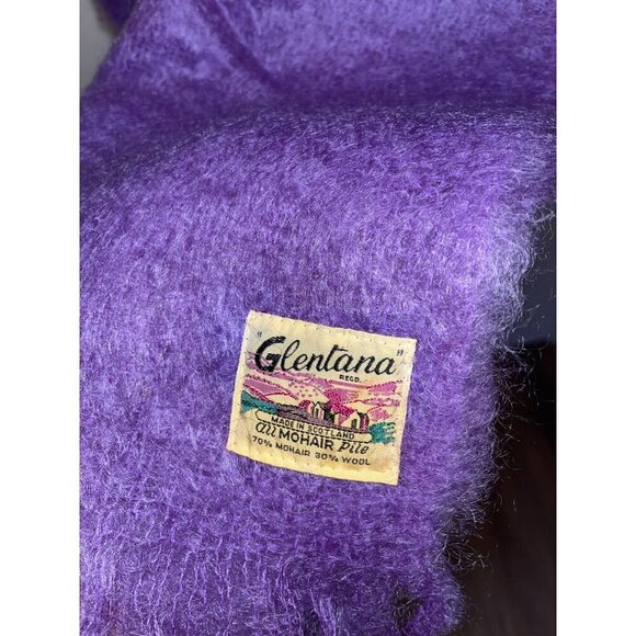 Vintage Glentana Purple Mohair Wool Scarf With Fringe - Picture 6 of 8